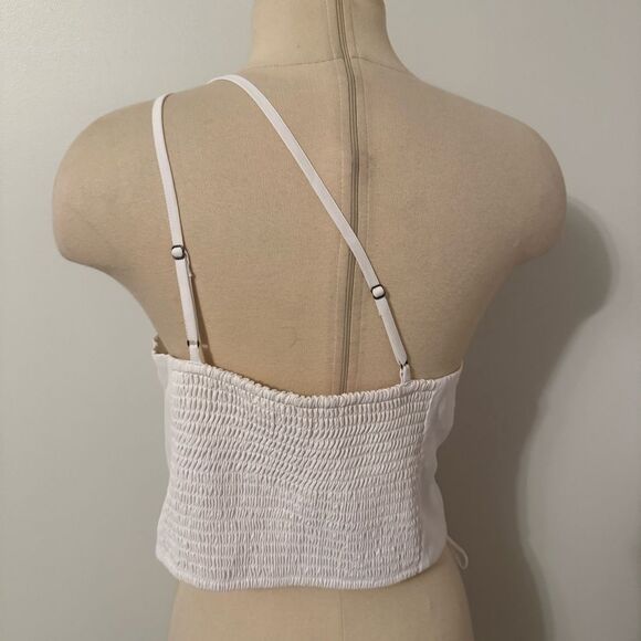 Abercrombie & Fitch White One-Shoulder Smocked Top Size Large - Picture 6 of 13
